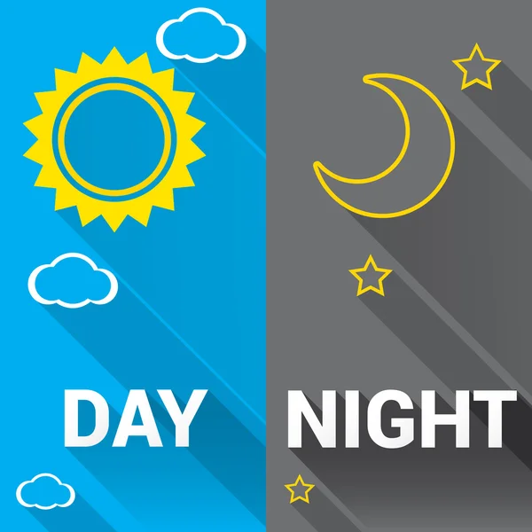 Sun and moon in sky, day and night. Vector — Stock Vector