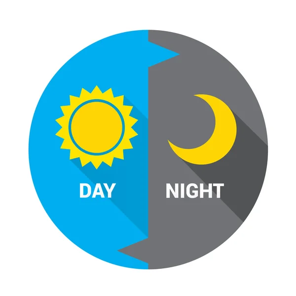 Sol y luna en el cielo, día y noche. Vector — Vector de stock