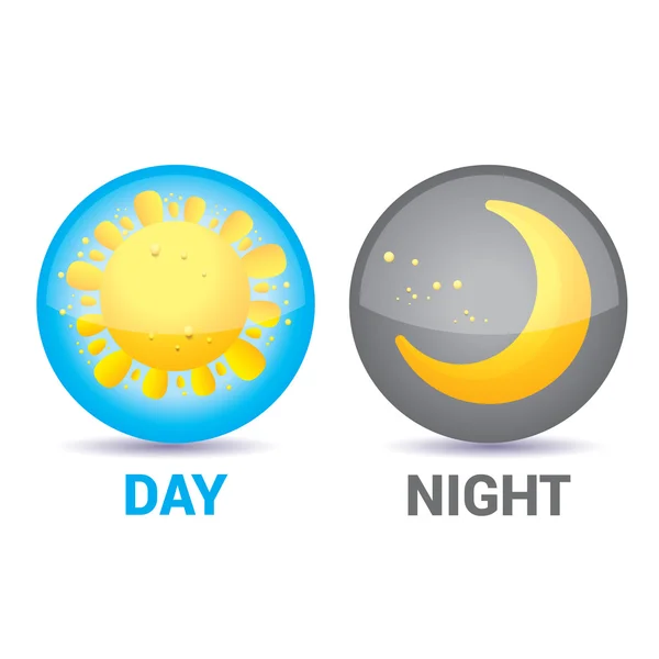 Sol y luna en el cielo, día y noche. Vector — Vector de stock