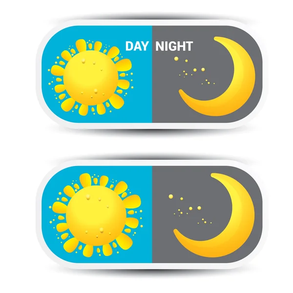 Sun and moon in sky, day and night. Vector — Stock Vector