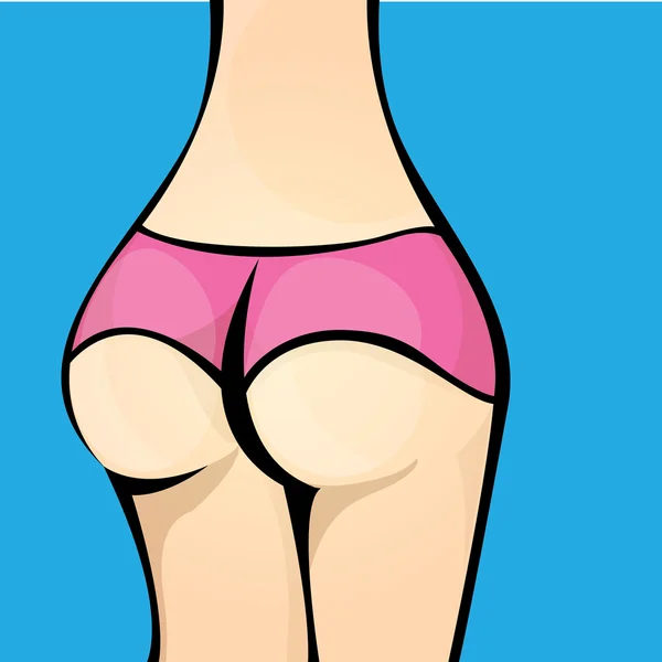 Sexy woman big booty. Vector girl in a pink bikini — Stock Vector