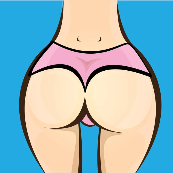 Mujer sexy botín grande. Chica vectorial en bikini rosa — Vector de stock