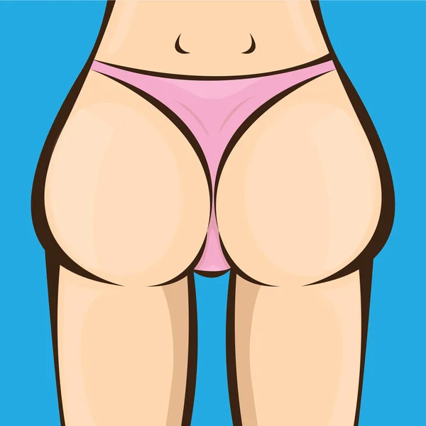 Mujer sexy botín grande. Chica vectorial en bikini rosa — Vector de stock