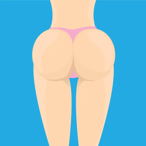 Sexy woman big booty. Vector girl in a pink bikini — Stock Vector