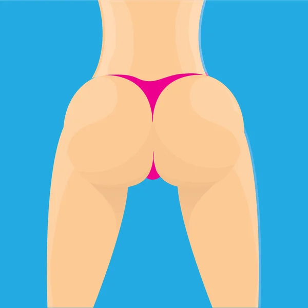 Sexy woman big booty. Vector girl in a pink bikini — Stock Vector