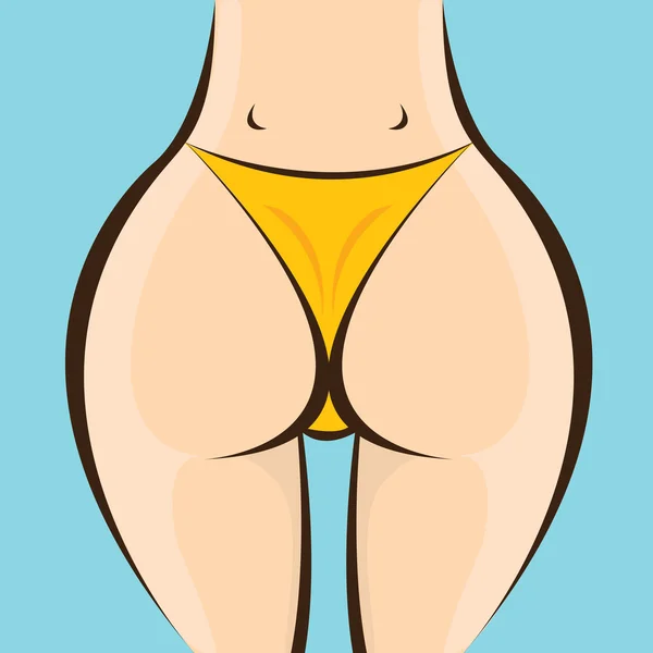 Mujer sexy botín grande. Vector chica en bikini — Vector de stock