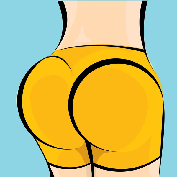 Sexy woman big booty. Vector girl in bikini — Stock Vector