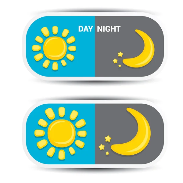 Nap és a Hold az égen, éjjel-nappal. Vektor — Stock Vector