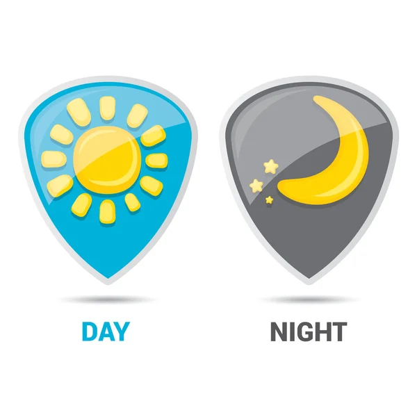 Sun and moon in sky, day and night. Vector — Stock Vector