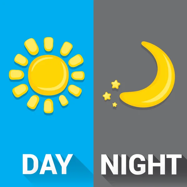 Sonne und Mond am Himmel, Tag und Nacht. Vektor — Stockvektor