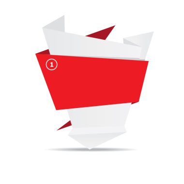 vektör origami kağıt kırmızı bayrak.