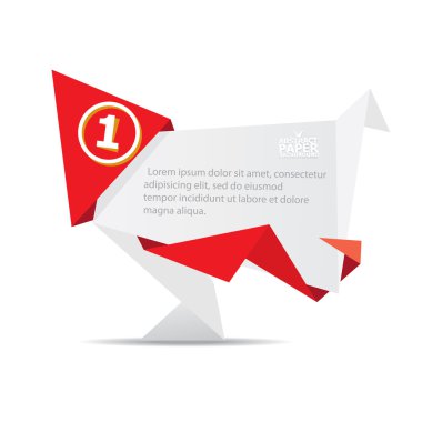 vektör origami kağıt kırmızı bayrak.