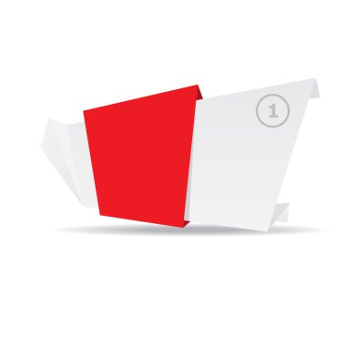 vektör origami kağıt kırmızı bayrak.