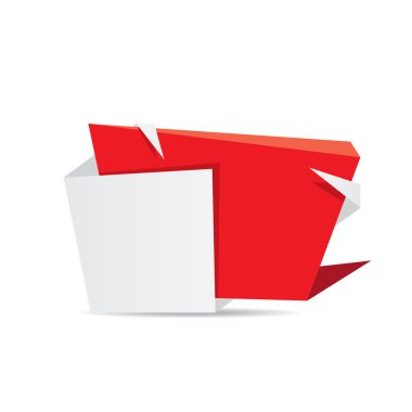 vektör origami kağıt kırmızı bayrak.
