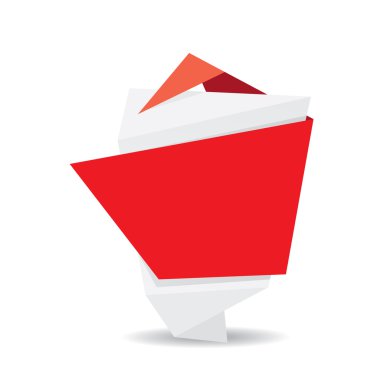 vektör origami kağıt kırmızı bayrak.