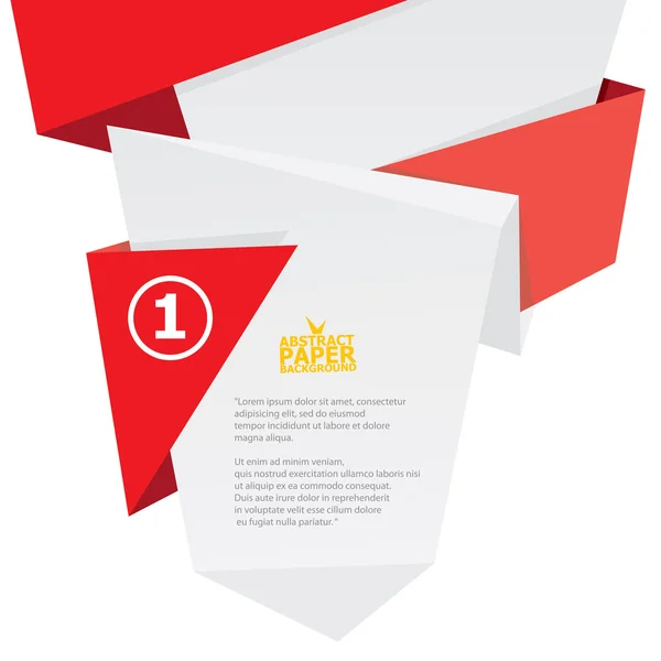Vector origami papel banner rojo . — Vector de stock