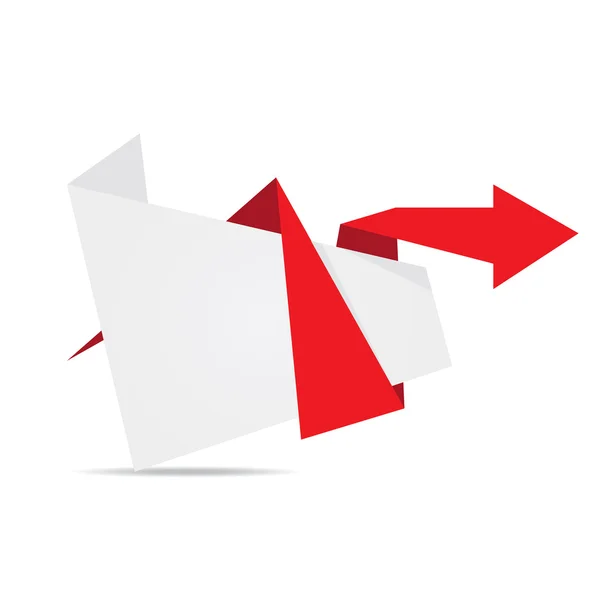 Wektor origami papieru czerwony transparent. — Wektor stockowy