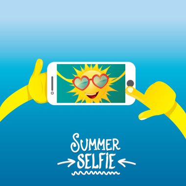 Yaz selfie vektör kavramı arka plan.