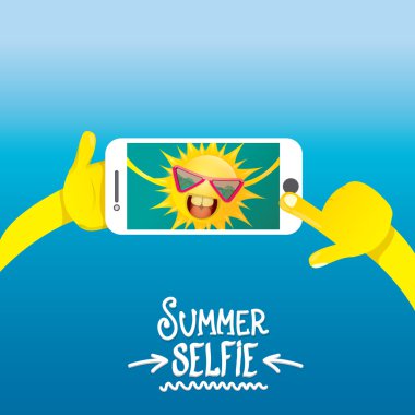Yaz selfie vektör kavramı arka plan.