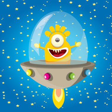 Uzay gemisi. Turuncu uzaylı uzay vektör.