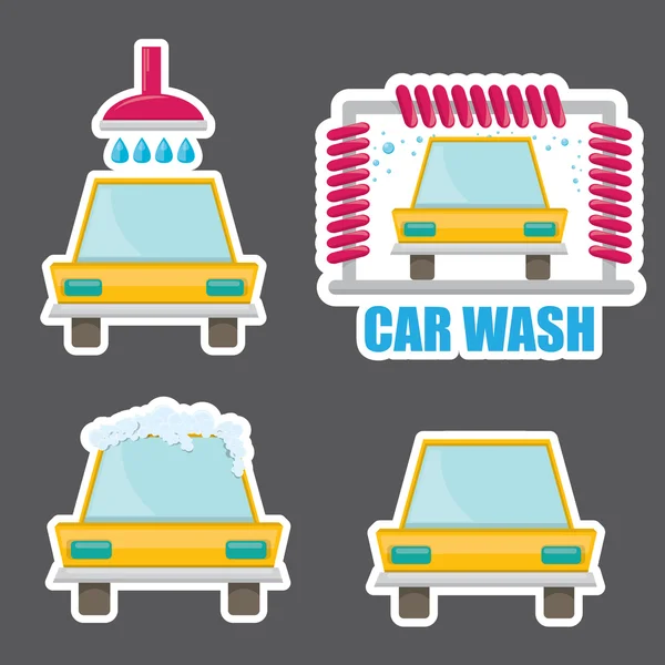 Orange vector Car wash icons set . — Stock Vector