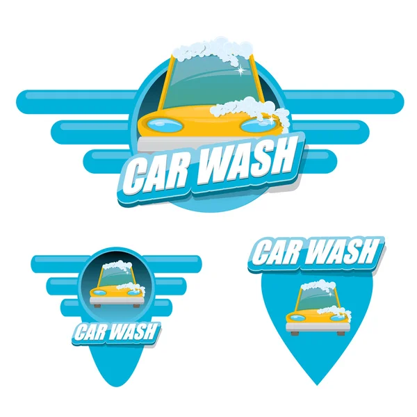 Vector Car wash icons set isolated on white. — Stock Vector