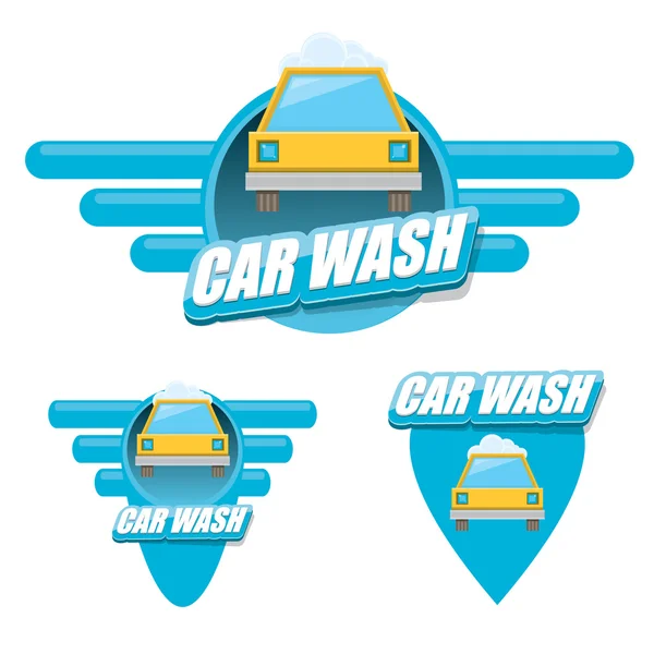 Vector Car wash icons set isolated on white. — Stock Vector