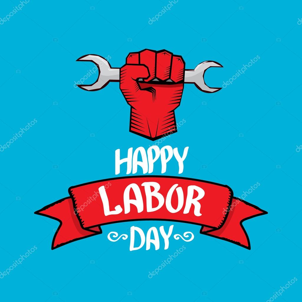Usa labor day vector background. vector happy labor day poster or banner with clenched fist.