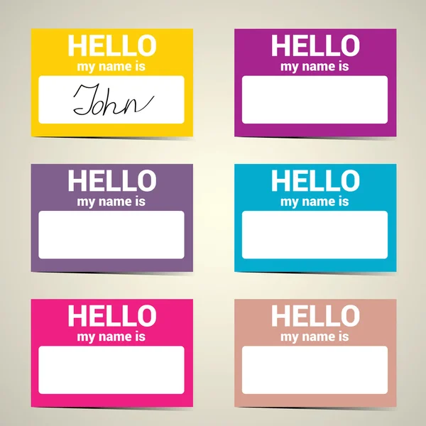 Hello My Name Is. Name Tag Set. — Stock Vector