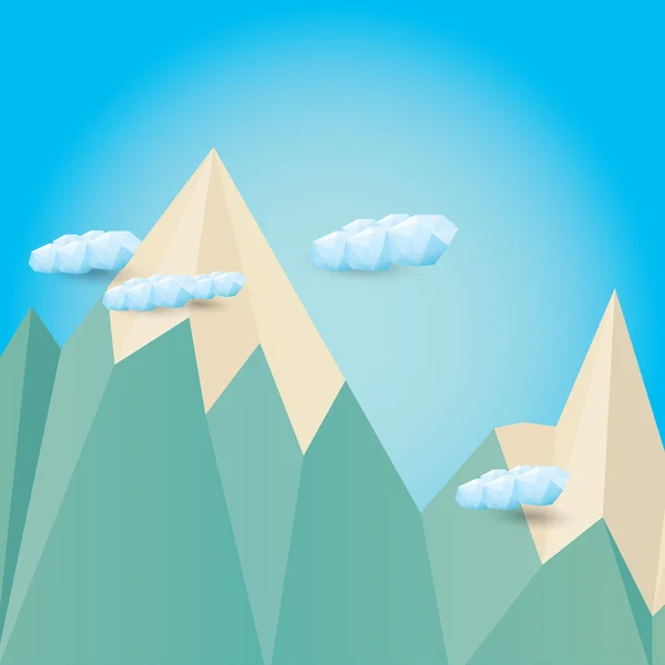Low poly Mountains web banner — Stock Vector