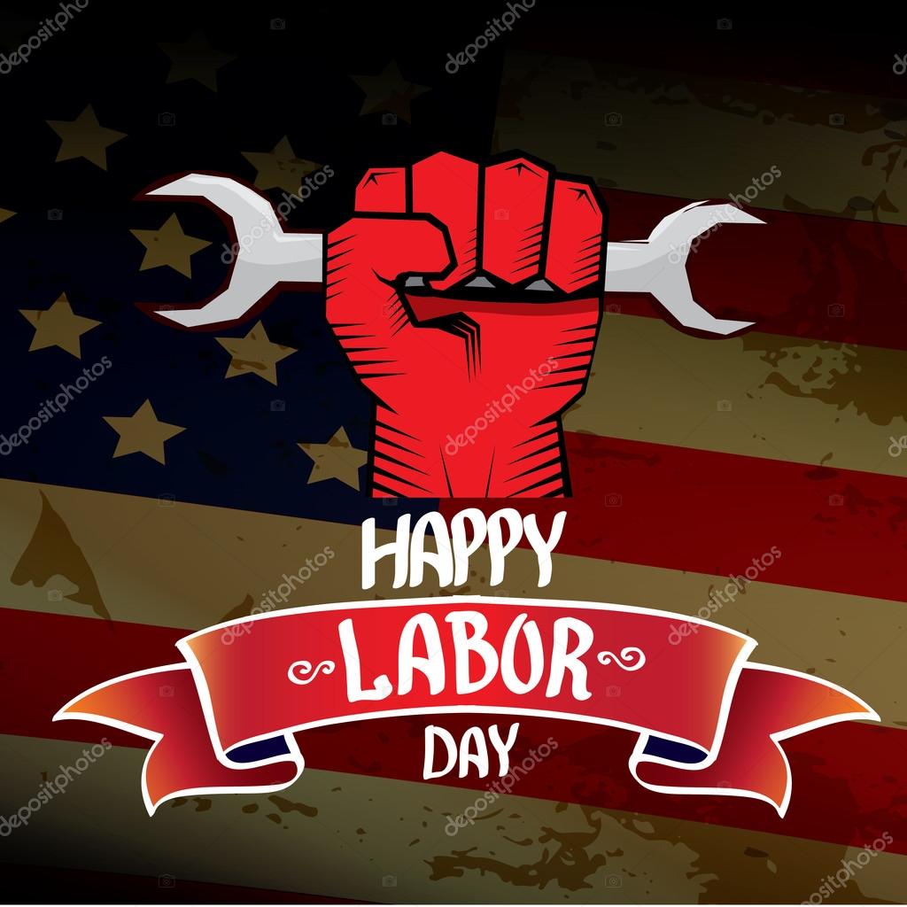 Usa labor day vector background. vector happy labor day poster or banner with clenched fist.