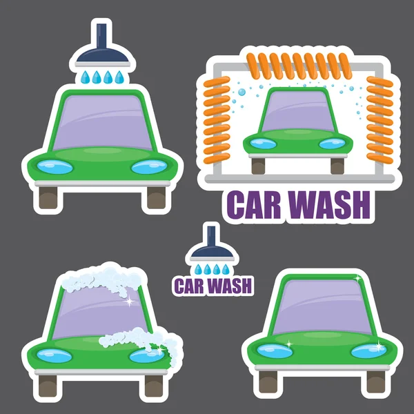 Orange vector Car wash icons set . — Stock Vector