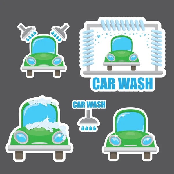 Orange vector Car wash icons set . — Stock Vector