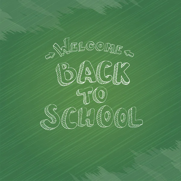 Welcome Back to school text on green chalkboard — Stock Vector