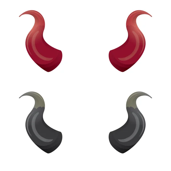 Vector rood en zwarte duivel hoorns geïsoleerd — Stockvector