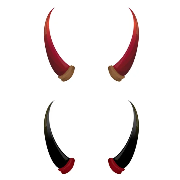 Vector Red and black devil horns isolated — Stock Vector