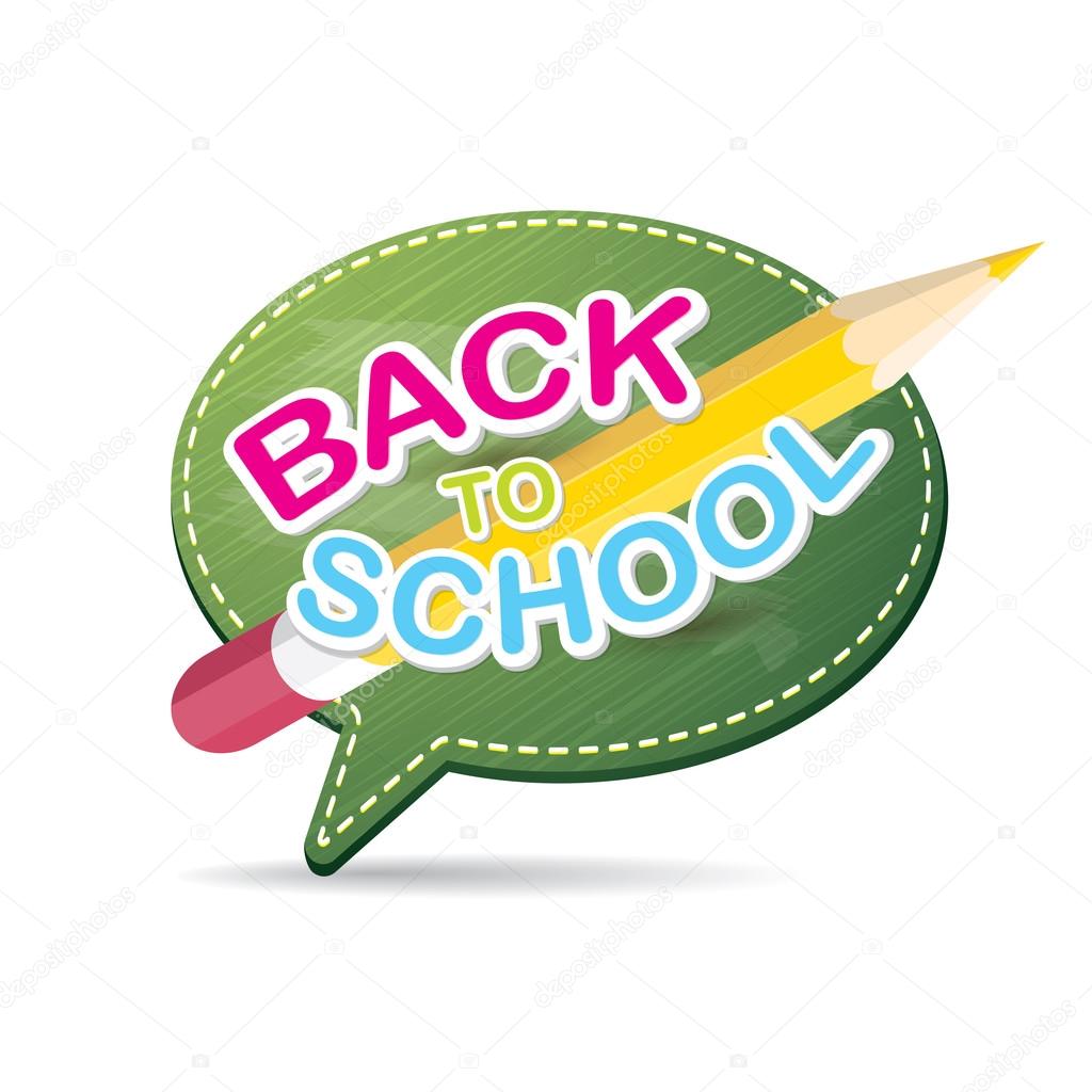 Back to school label on green speech bubble vector background. back to school vector concept icon illustration.