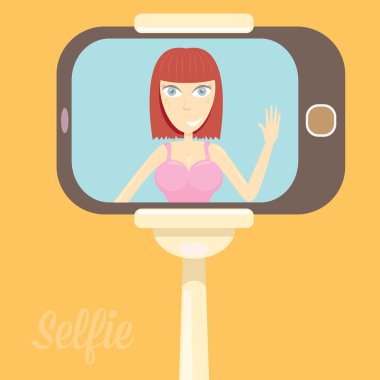 selfie çizgi film insanlar illüstrasyon vektör.