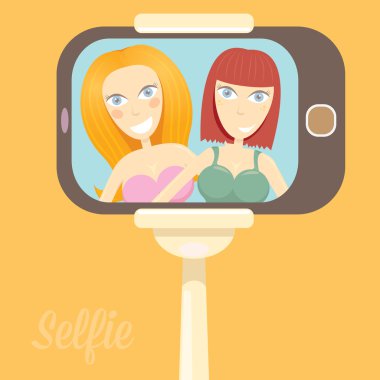 selfie çizgi film insanlar illüstrasyon vektör.