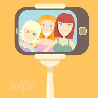 selfie çizgi film insanlar illüstrasyon vektör.