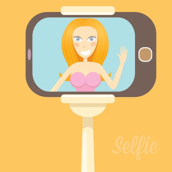 Selfie cartoon mensen vector illustratie. — Stockvector