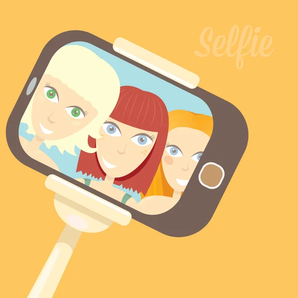 Selfie cartoon mensen vector illustratie. — Stockvector