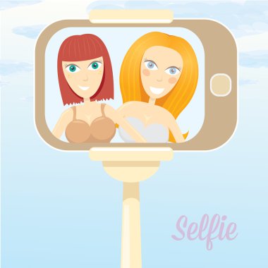 selfie çizgi film insanlar illüstrasyon vektör.