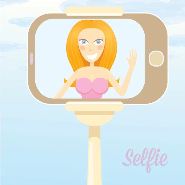 Selfie cartoon people vector illustration. — Stock Vector