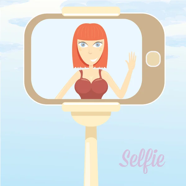 Selfie rajzfilm emberek vektoros illusztráció. — Stock Vector
