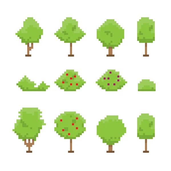 Pixel colección de árboles de arte aislado en blanco . — Vector de stock