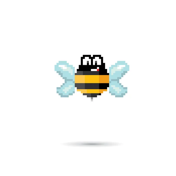 Pixel art grappige bee geïsoleerd op wit. — Stockvector