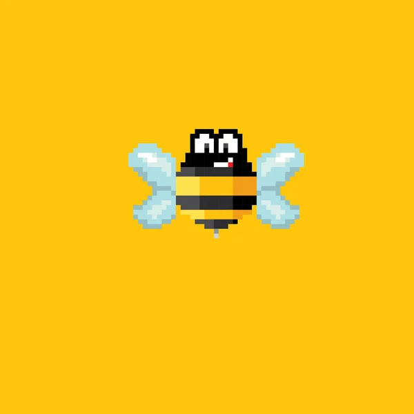 Pixel umění funny bee znamení — Stockový vektor