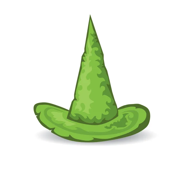 그림의 녹색 키 큰 마녀 모자 — 스톡 벡터