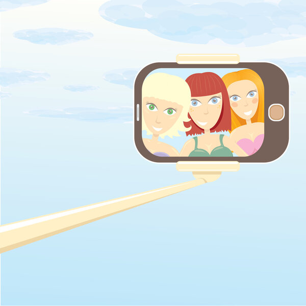 Векторная иллюстрация людей с селфи
.